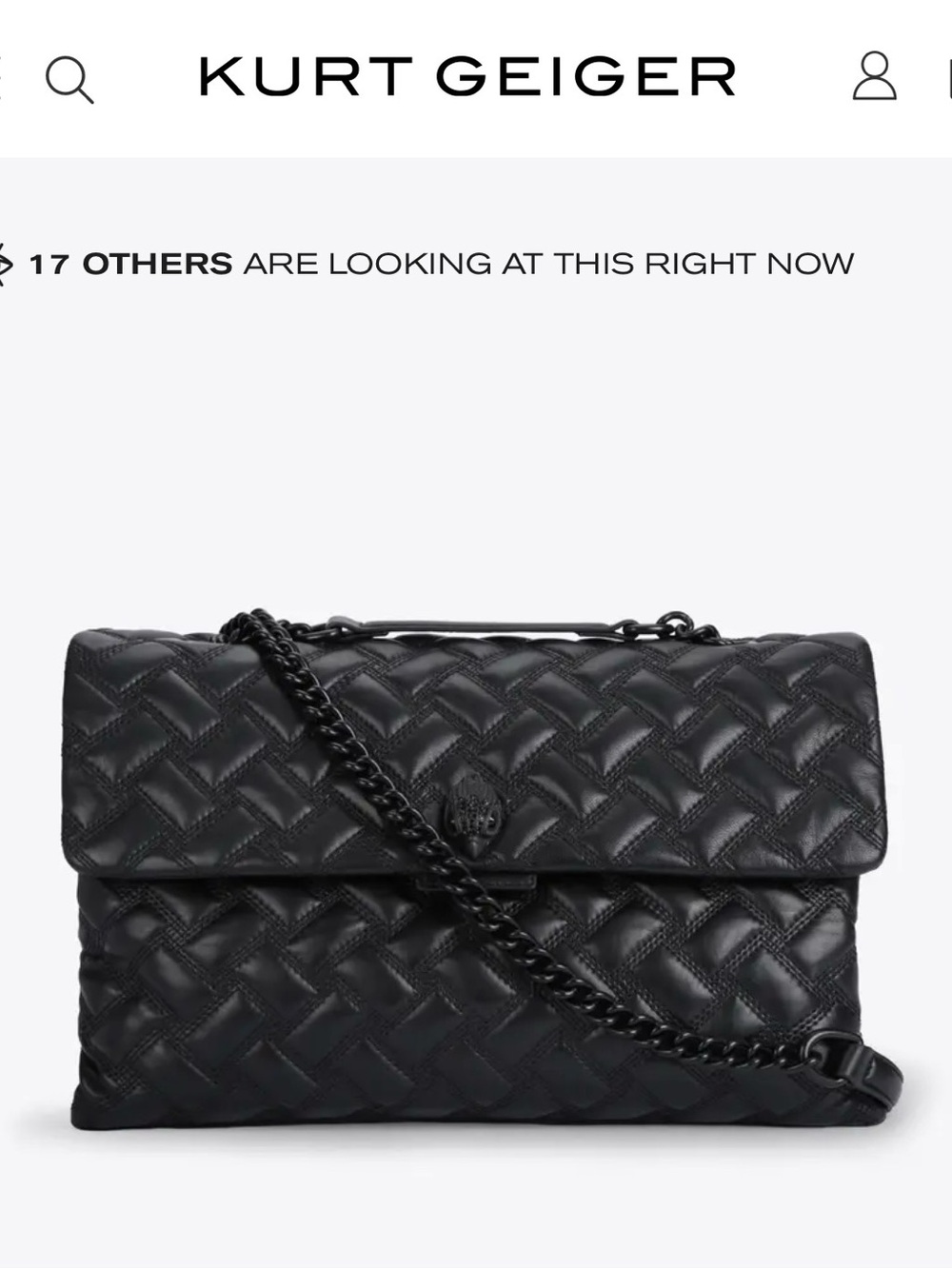 Kurt Geiger Black Quilted Leather Chain Shoulder Bag
